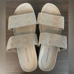 Donald J. Pliner Tan Slide Sandals with Textured Straps